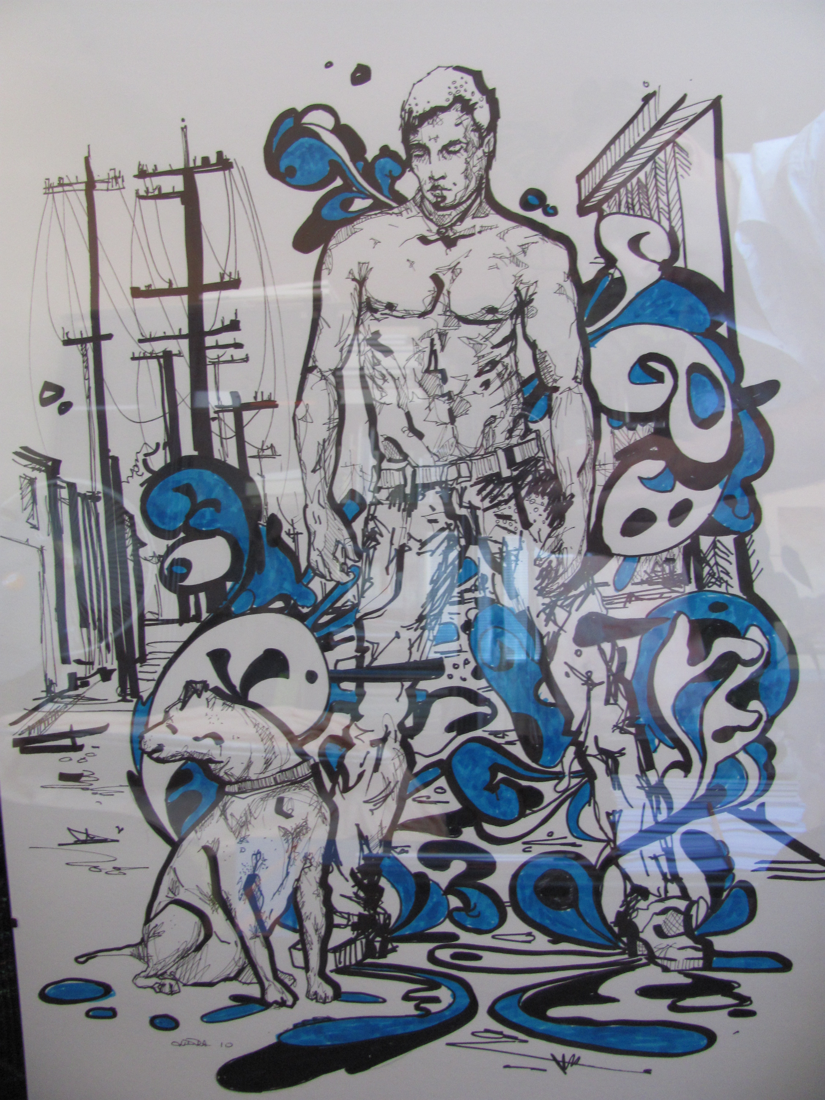 Předměstí,  fixa na papíře, 2010
